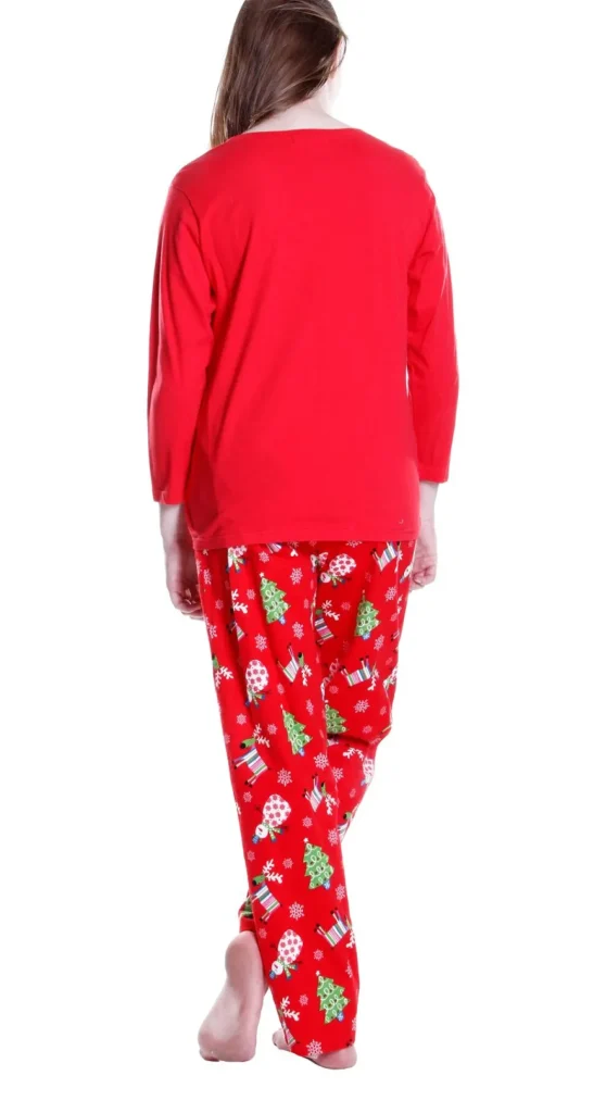 La Cera™ La Cera Holiday Pattern Flannel Pajama Set Red Hot