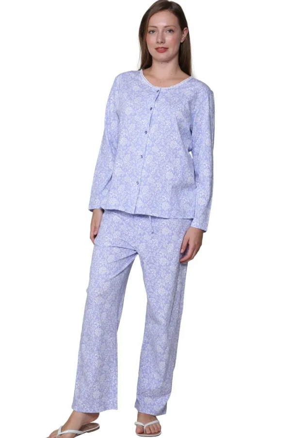 La Cera™ La Cera Lilac Floral Cotton Knit Pajama Set Flash Sale