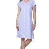 La Cera™ La Cera Lilac Floral Cotton Knit Chemise Cheap