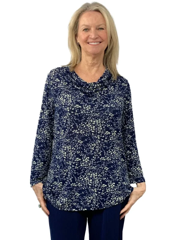 La Cera™ La Cera Lucerne Floral Cowl Neck Top Shop