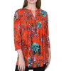 La Cera™ La Cera Mandarin Floral Print Tunic Cheap