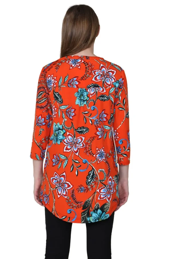 La Cera™ La Cera Mandarin Floral Print Tunic Cheap