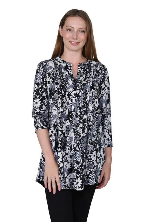 La Cera™ La Cera Midnight Blooms Print Tunic Outlet