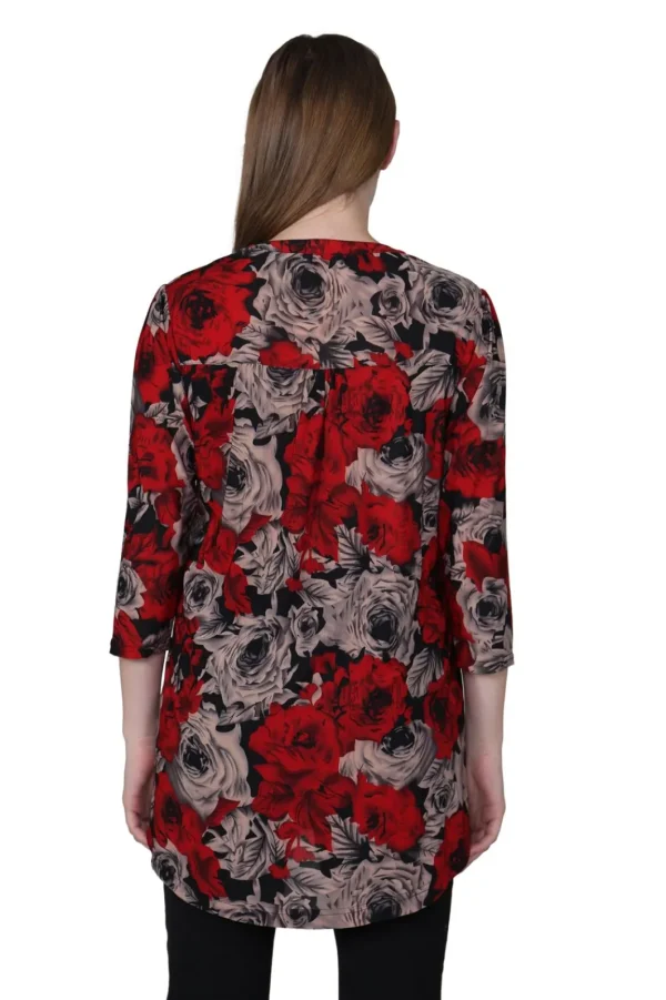 La Cera™ La Cera Midnight Roses Print Tunic Fashion