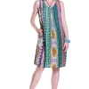 La Cera™ La Cera Multi Print Sleeveless Dress Green Discount