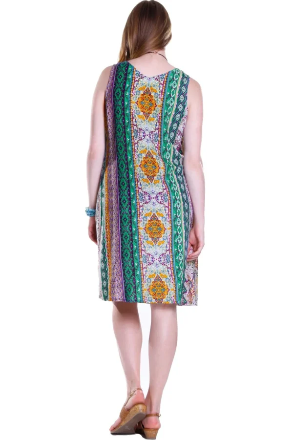 La Cera™ La Cera Multi Print Sleeveless Dress Green Discount