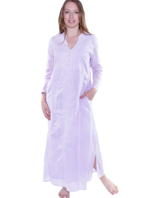 La Cera™ La Cera Notch V-Neck Embroidered Caftan Hot