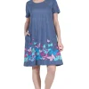 La Cera™ La Cera Novelty Floral Butterfly Print Short Sleeve Dress Fashion