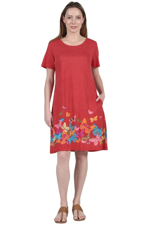 La Cera™ La Cera Novelty Floral Butterfly Print Short Sleeve Plus Size Dress Shop