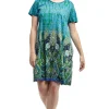 La Cera™ La Cera Novelty Paisley Print Short Sleeve Dress Teal Cheap