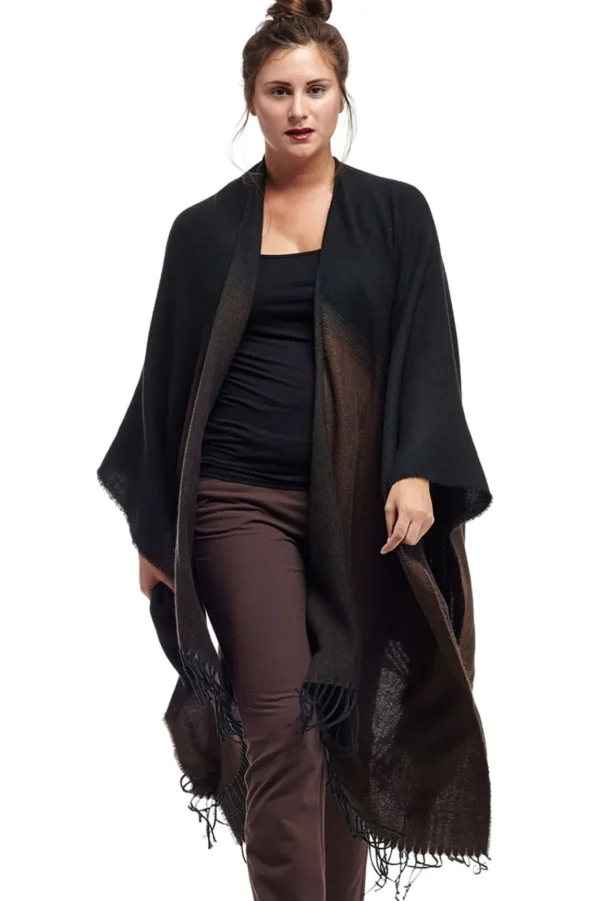 La Cera™ La Cera Ombre Split Poncho Shawl Fashion