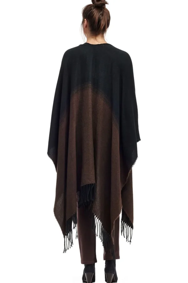 La Cera™ La Cera Ombre Split Poncho Shawl Fashion