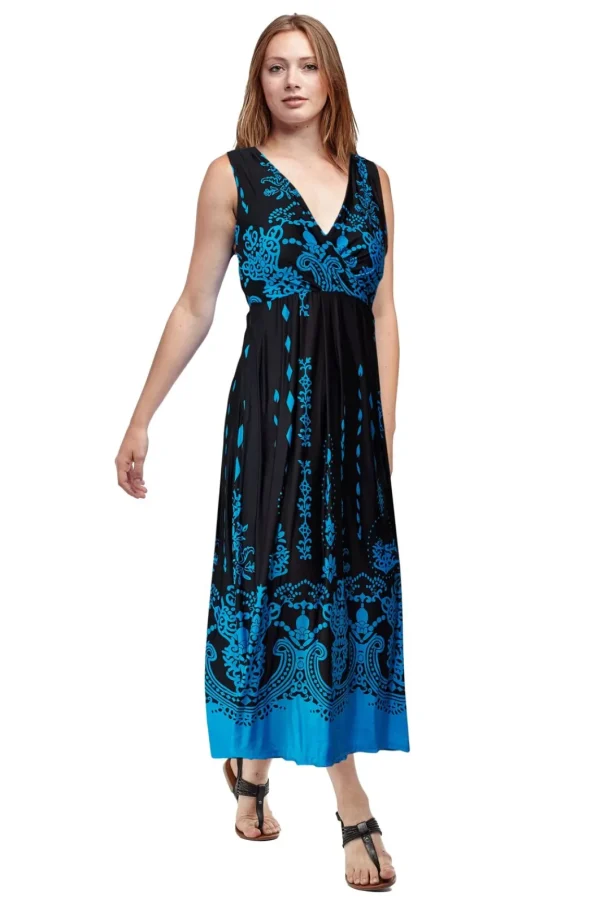 La Cera™ La Cera Paisley Border Print Sleeveless Printed Maxi Dress Cheap