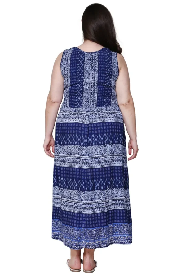 La Cera™ La Cera Paisley Plus Size Sleeveless Maxi Dress Blue Hot