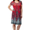 La Cera™ La Cera Paisley Printed Short Sleeve Dress New