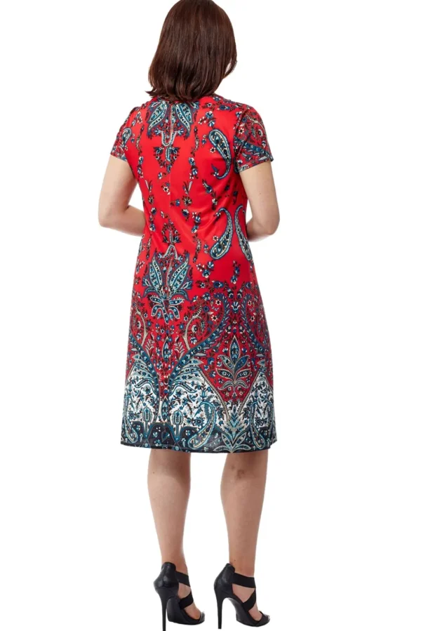 La Cera™ La Cera Paisley Printed Short Sleeve Dress New