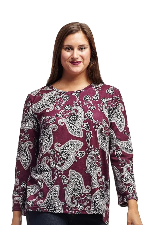 La Cera™ La Cera Paisley Pullover Top Blackberry Online