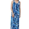 La Cera™ La Cera Paisley Tie Dye Print Maxi Dress Blue Cheap