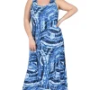 La Cera™ La Cera Paisley Tie Dye Print Plus Size Maxi Dress Blue Discount