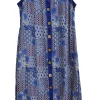 La Cera™ La Cera Patchwork Plus Size Sleeveless Dress Blue New