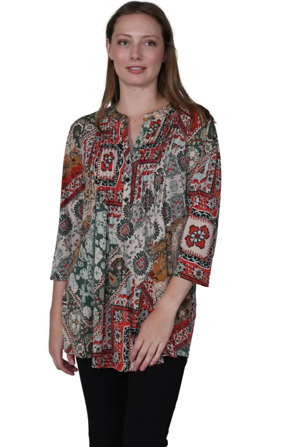 La Cera™ La Cera Persian Paisley Print Tunic Cheap