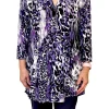 La Cera™ La Cera Pleat Front Animal Printed Tunic Purple Hot