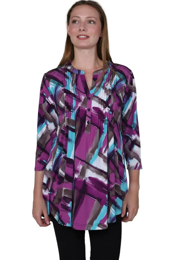 La Cera™ La Cera Pleat Front Geometric Printed Tunic Best