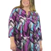 La Cera™ La Cera Pleat Front Geometric Printed Tunic - Plus Size Cheap