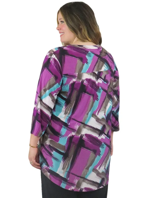 La Cera™ La Cera Pleat Front Geometric Printed Tunic - Plus Size Cheap