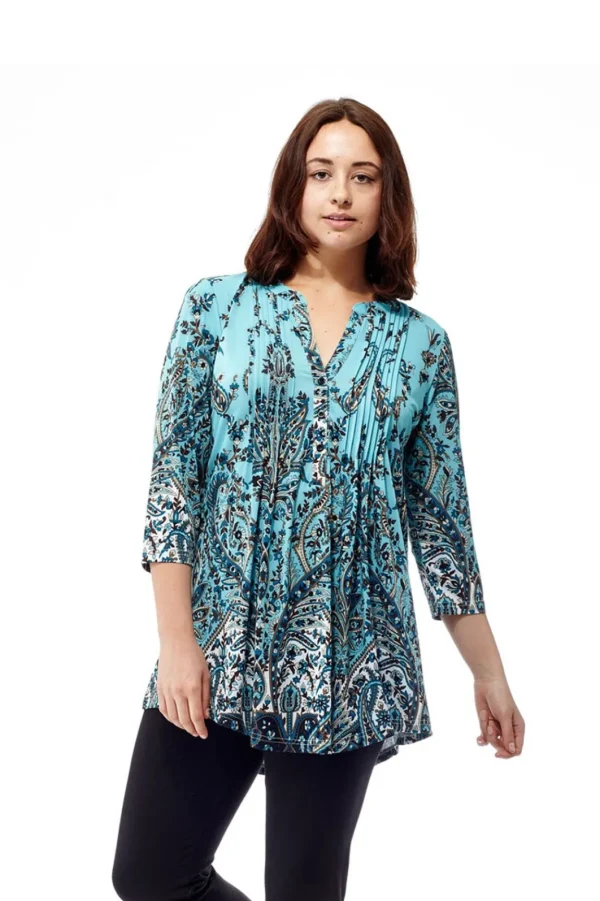 La Cera™ La Cera Pleat Front Paisley Tunic Best Sale