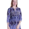 La Cera™ La Cera Pleat Front Printed Tunic Blue New