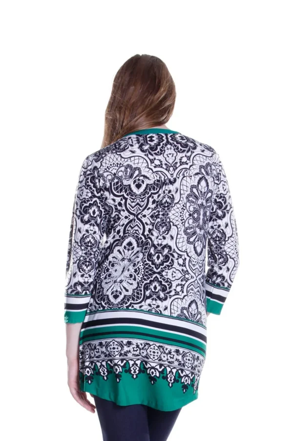 La Cera™ La Cera Pleat Front Printed Tunic Black And Green Blk/Green Sale