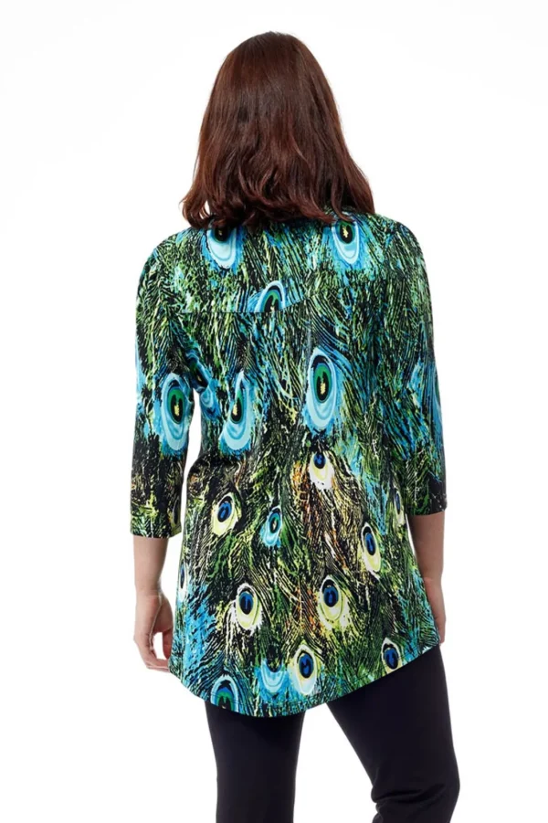 La Cera™ La Cera Pleat Front Printed Tunic Peacock Shop