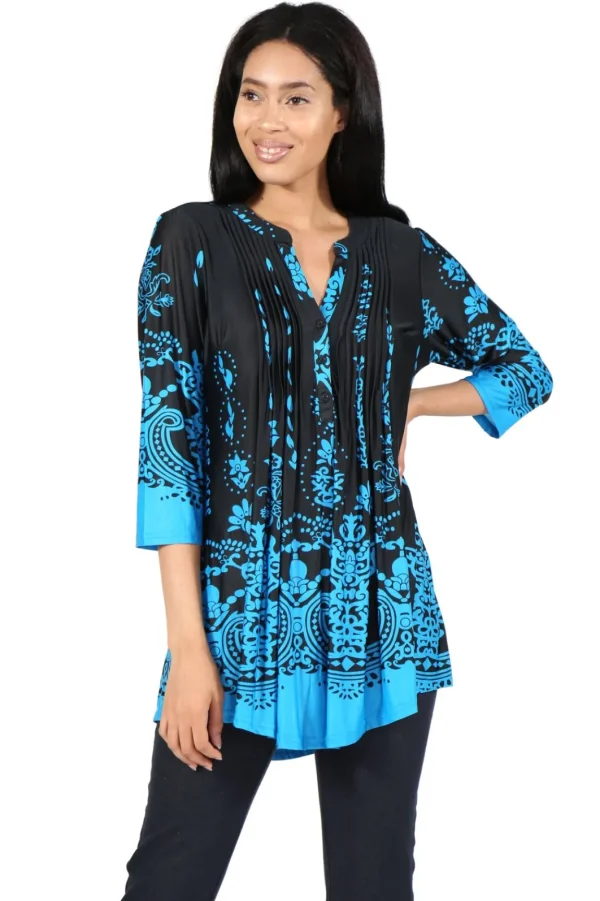 La Cera™ La Cera Pleat Front Printed Tunic Discount