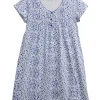 La Cera™ La Cera Plus Blue Posies Cotton Knit Chemise Cheap