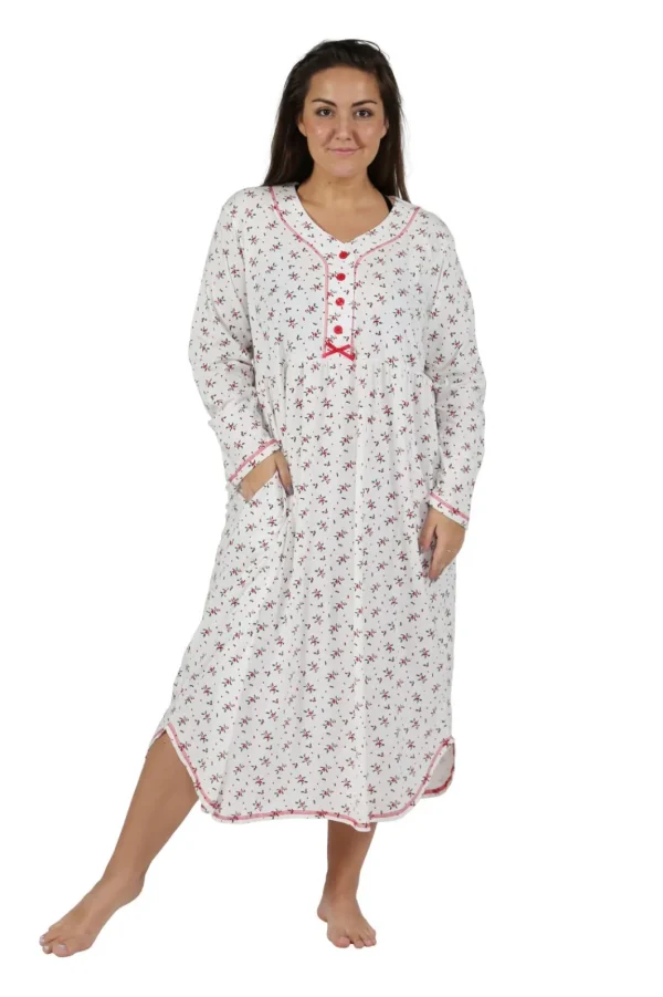 La Cera™ La Cera Plus Size 100% Cotton Knit Mistletoe Print Nightshirt Online