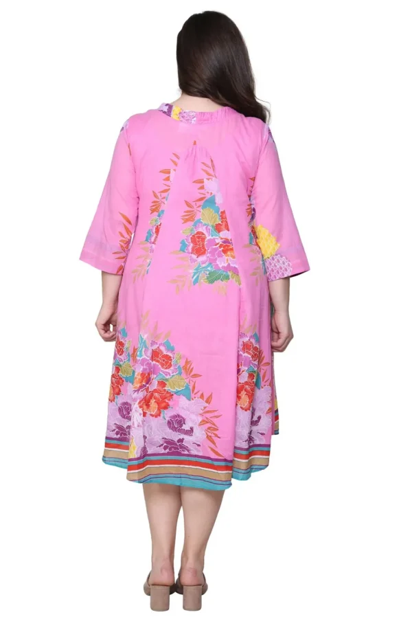 La Cera™ La Cera Plus Size 100% Cotton Printed Plus Size Dress Pink Clearance