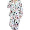 La Cera™ La Cera Plus Size Cotton Flannel Pajama Set Blue Outlet