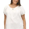 La Cera™ La Cera Plus Size Embroidered Short Sleeve Peasant Top White Shop