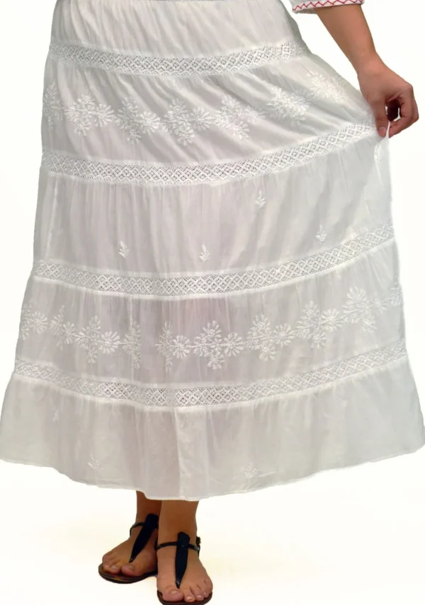 La Cera™ La Cera Plus Size Embroidery Detail Peasant Skirt Outlet