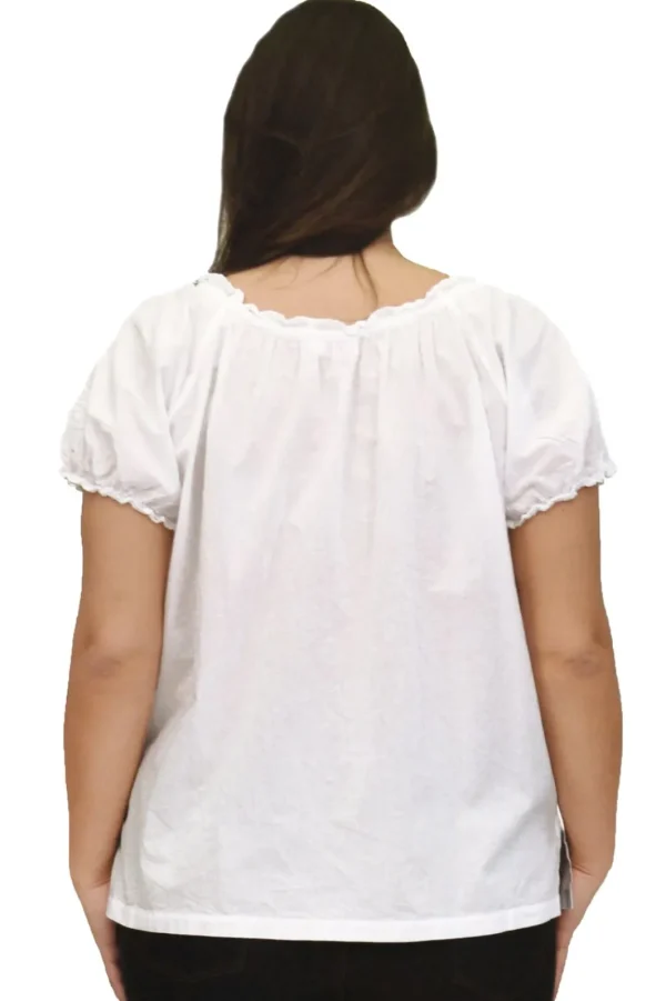 La Cera™ La Cera Plus Size Embroidered Short Sleeve Peasant Top White Shop