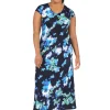 La Cera™ La Cera Plus Size Floral Short Sleeve Maxi Dress Navy Clearance