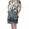 La Cera™ La Cera Plus Size Ivory And Navy Print Short Sleeve Dress Ivory/Navy Discount