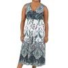 La Cera™ La Cera Plus Size Paisley Printed Sleeveless Long Dress Ivory/Navy Fashion