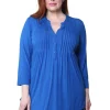 La Cera™ La Cera Plus Size Pleat Front Rayon Solid Tunic Best