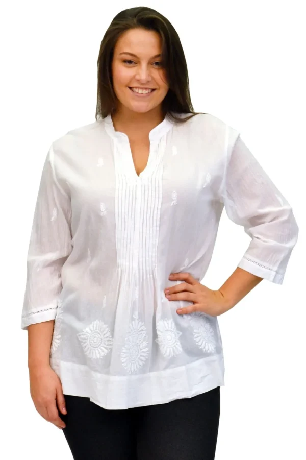 La Cera™ La Cera Plus Size Pleated Blouse White Fashion