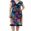 La Cera™ La Cera Plus Size Print Cross-Over Front Dress Multi Flash Sale