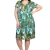 La Cera™ La Cera Plus Size Print Short Sleeve Dress Peacock New