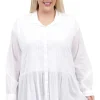 La Cera™ La Cera Plus Size Puckered Button-Up Top White Cheap