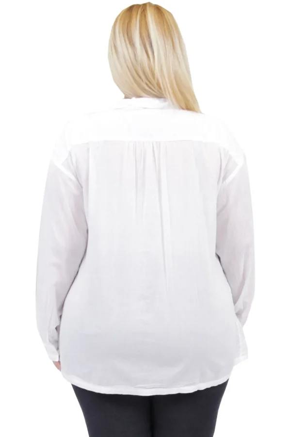 La Cera™ La Cera Plus Size Puckered Button-Up Top White Cheap